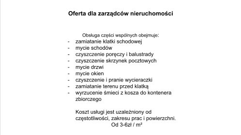 Sprzątanie terenów wspólnych i terenów pod zarządem wspólnoty