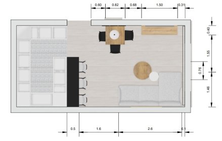 Projekt wnętrza MEDIUM 30zł/m2 - wnętrze w 3 wersjach układu i stylu.