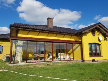 OGRÓD ZIMOWY z widokiem na niebo, przeszklenia , drzwi przesuwne