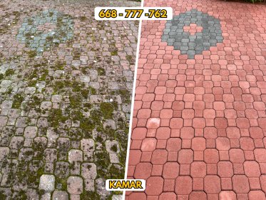 Mycie kostki brukowej gorącą wodą