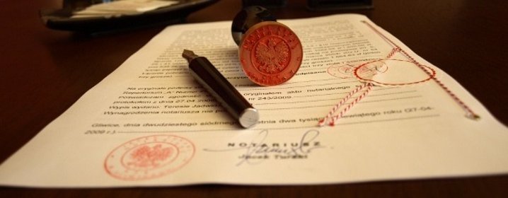Czynności notarialne Gliwice - usługi notariusza cena cennik
