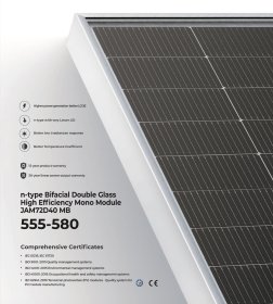 Panel JA SOLAR JAM72D40 n-type Bifacial dual glass 580 W