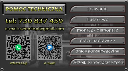 Montaż i demontaż, spawanie mobilne, naprawy i budowa konstrukcji z metalu i drewna.