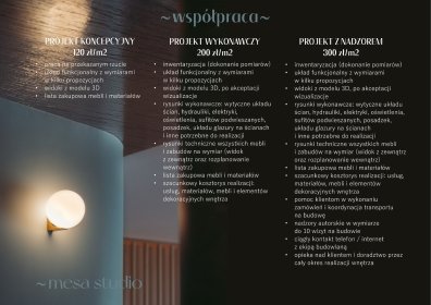 Projekt wnętrza koncepcyjny/kompleksowy/z nadzorem