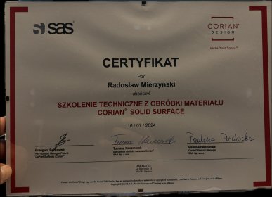 Obróbka i montaż materiału CORIAN SOLID SURFACE