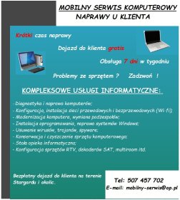 Mobilny serwis komputerowy - Pogotowie komputerowe Stargard i okolice