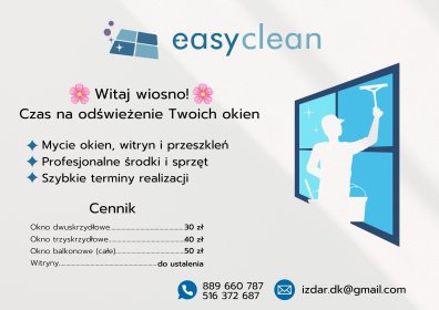 Mycie okien, witryn i przeszkleń - mieszkanie, dom, biuro, lokale usł.