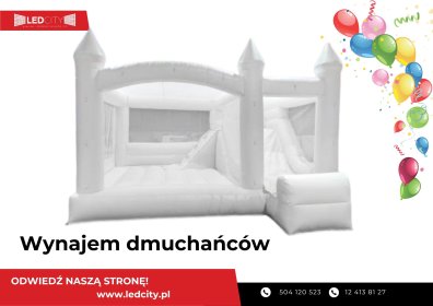 Wynajem dmuchanego zamku dla dzieci - biały ze zjeżdżalnią