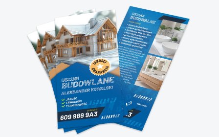 Projekt graficzny ulotek DL, A6, A5 – jednostronnych lub dwustronnych.