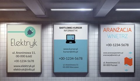 Projekt graficzny plakatów A3–A0, gotowych do druku.