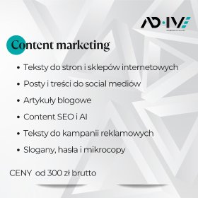 Copywriting: teksty na strony internetowe, social media, reklamy, SEO i AI content.