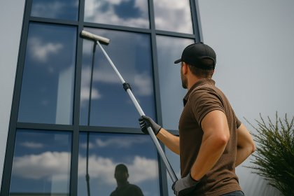 Mycie okien i witryn na wysokości