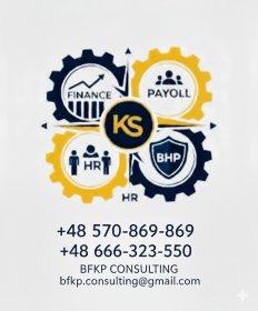 Obsługa pracowników, umów, akt, wynagrodzeń, ZUS i PIT.