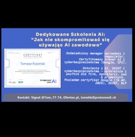 Dedykowane (w tym także indywidualne) szkolenie z zakresu AI (Sztuczna Inteligencja)