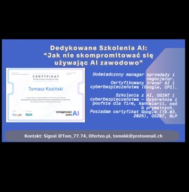 Dedykowane (w tym indywidualne) szkolenie z zakresu AI (Sztuczna Inteligencja)