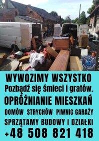 Opróżnianie mieszkań, domów, strychów, piwnic, garaży, altan, stodół, magazynów.