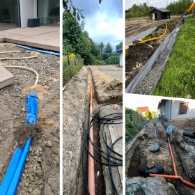 Realizacja odwodnienia terenów, fundamentów - drenaże poziome, liniowe, pionowe.