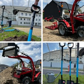 Koszenie kosami, traktorkiem ogrodniczym, traktorem z kosiarką bijakową i rozdrabniaczem