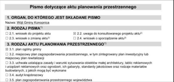 Wnioski o zmianę miejscowego planu zagospodarowania przestrzennego i/lub planu ogólnego