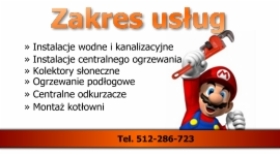 Usługi hydrauliczne. kolektory słoneczne, centralne odkurzacze,nowoczesne systemy grzewcze...
