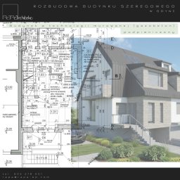 Rozbudowa budynku jednorodzinnego w zabudowie szeregowej w Gdyni.