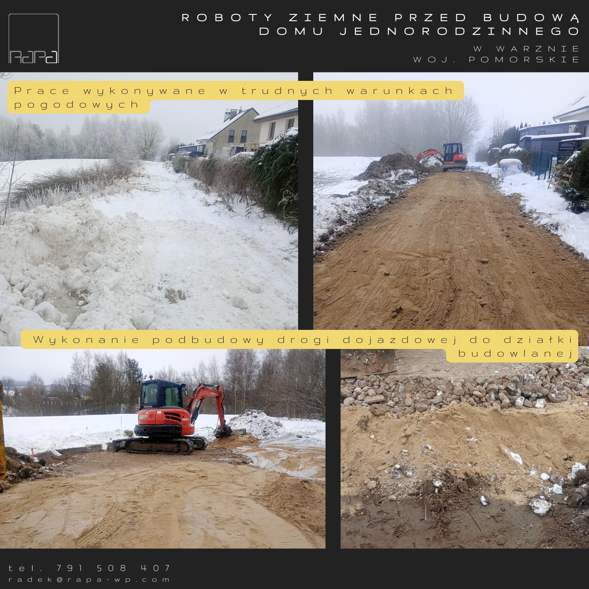 Wykonanie podbudowy drogi.