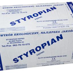 PHU Afra Materiały Budowlane - Paczka białych płyt izolacyjnych z widocznym napisem 'STYROPIAN KEPNO', 'WYRÓB EKOLOGICZNY, NAJLEPSZA JAKOŚĆ' oraz oznaczeniami EPS 70-040 FASADA na obrzeżach.