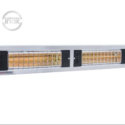 IRSYSTEM Paweł Wroński - Grzejnik elektryczny TERM2000 Econos w obudowie ze stali nierdzewnej, widoczne logo 'Produkt polski' i 'Stainless Steel Inox' w górnych narożnikach.