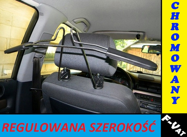 wieszak samochodowy na ubrania, odzież, chromowany