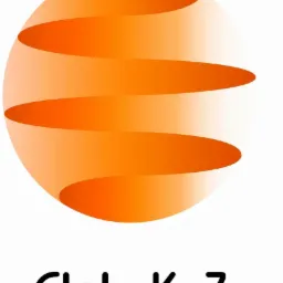 Pomarańczowe logo Glob-K&Z przedstawia abstrakcyjną sferę z gradientem i owiniętymi wstęgami, umieszczone nad nazwą firmy zapisaną czarną czcionką.