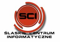 Logo Śląskiego Centrum Informatycznego z czerwonym okręgiem i skrótem SCI na białym tle, umieszczone nad pełną nazwą firmy.
