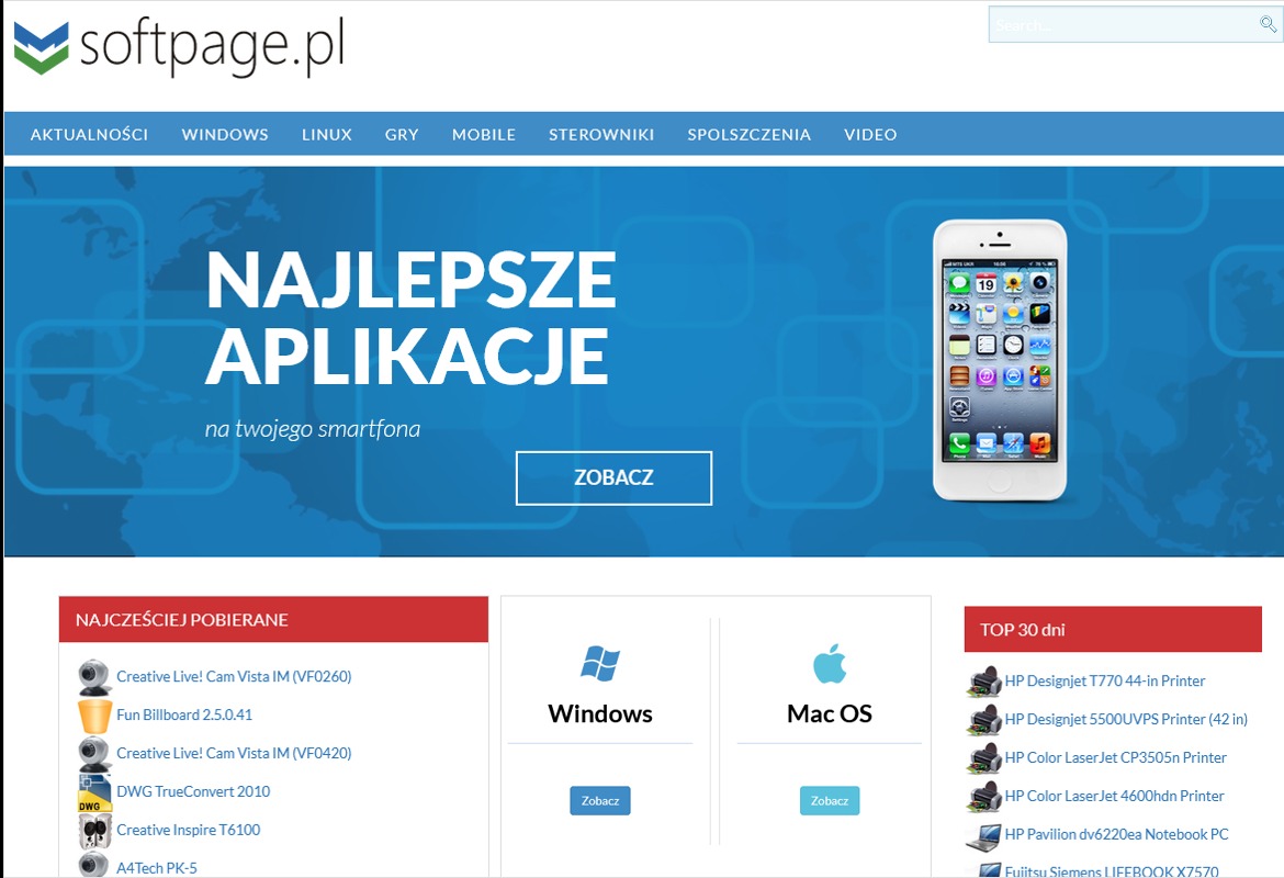 Serwis z oprogramowaniem do pobrania.