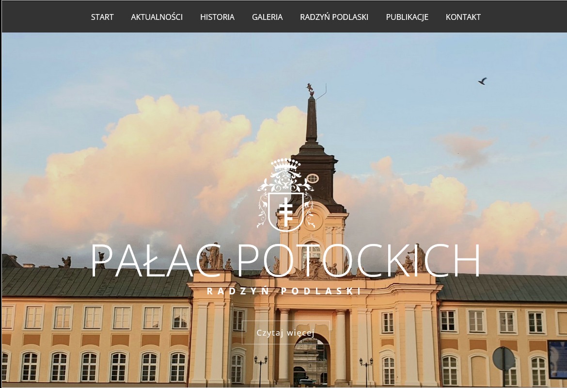Strona internetowa Pałacu Potockich w Radzyniu Podlaskim