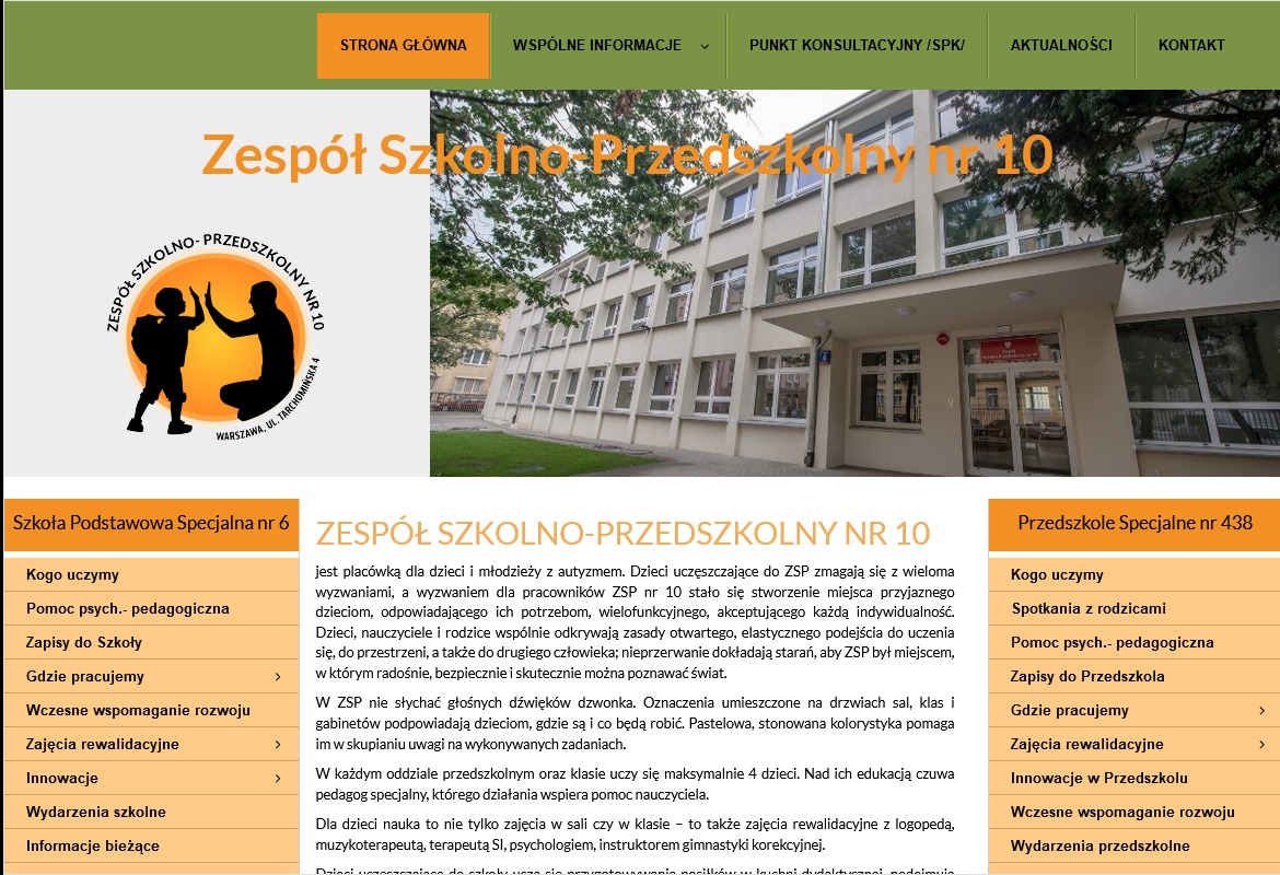 Strona internetowa Zespołu Szkolno - Przedszkolnego Nr 10