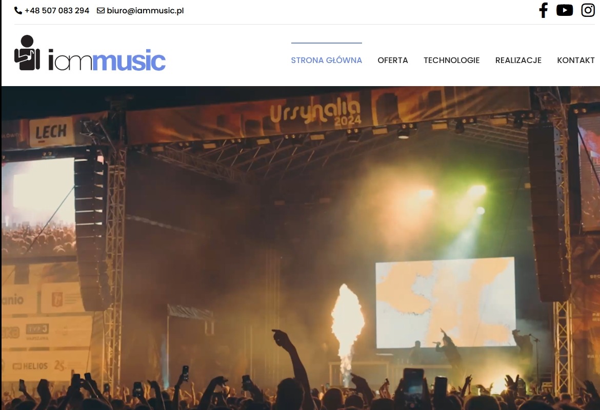 Strona internetowa firmy I am music zajmującej się obsługą techniczną imprez