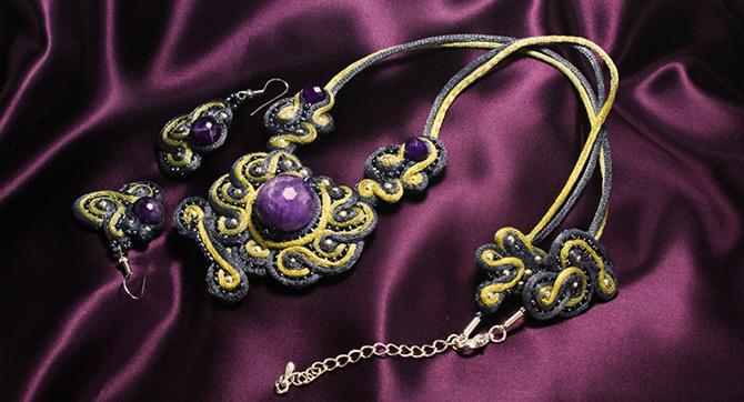 Biżuteria sutasz soutache i wire-wrapping - rękodzieło