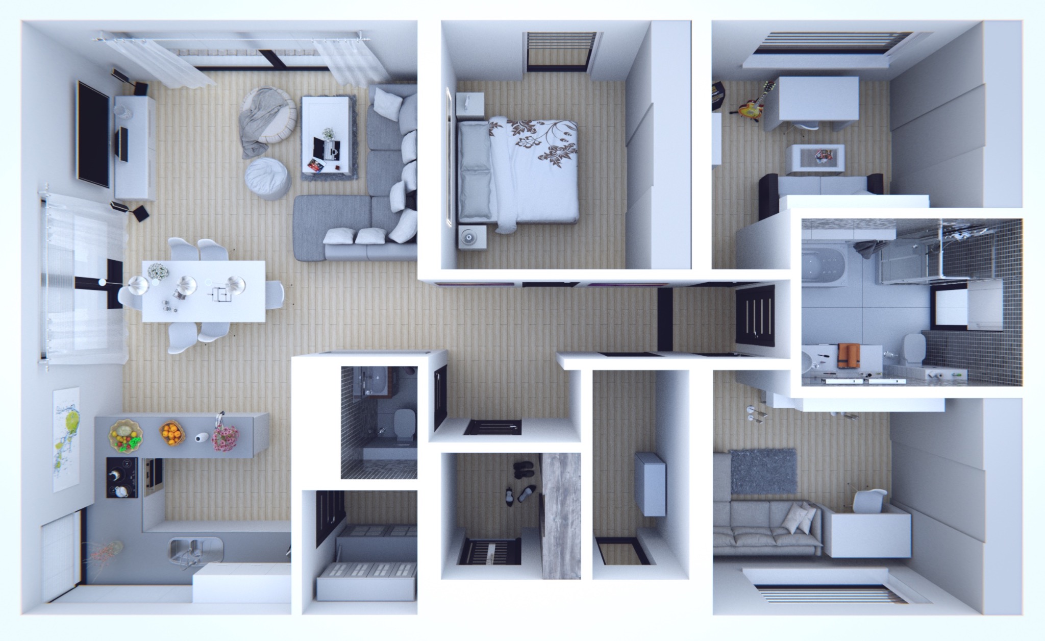 Rzut domy o powierzchni 100m2.