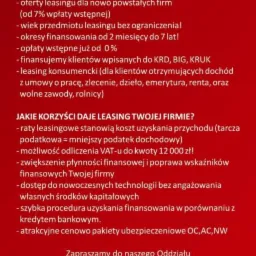 Usługi finansowe, leasingi, kredyty