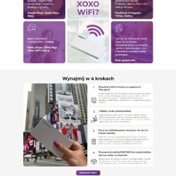 XOXO Wifi
Popularny i lubiany portal umożliwiający wykupienie usługi korzystania z Internetu poza granicami swojego kraju. Rozbudowana wielomiesięczna realizacja wymagająca zintegrowania ok. 20 różnych usług, wysokiej optymalizacji SEO.