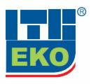 Logo firmy z napisem 'HTH EKO' w kolorze niebieskim, umieszczone na białym tle z czerwoną linią u dołu.