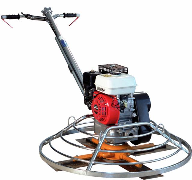 Zagęszczarka do betonu z silnikiem Honda, widoczne uchwyty sterujące i osłona zabezpieczająca.