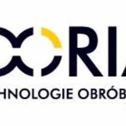 Logo firmy FLORIAN, specjalizującej się w technologiach obróbki posadzek, z elementami graficznymi w kolorach granatowym i żółtym.