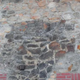 Fragment kamiennej elewacji budynku z widocznym obszarem po usunięciu zabrudzeń, otoczonym ceglaną ramą okienną i cokołem