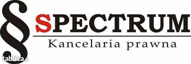 Logo Kancelarii Prawnej Spectrum z paragrafem, napisem Spectrum z czerwoną literą 'S' i dopiskiem 'Kancelaria prawna'.