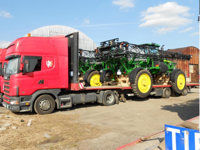 Transport maszyn budowalnych i rolniczych z Francji, Niemiec, Danii, Anglii, Holandii, Belgii