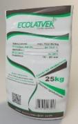 Worek z napisem 'ECOLATVEK' i informacjami o składzie, wadze 25kg, z zielonymi elementami graficznymi, na jasnym tle.
