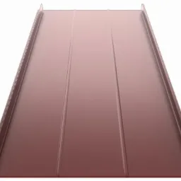 Panel blachy trapezowej Ruukki Classic Economy w kolorze ceglastym, widok z góry, ukazujący profilowanie i system łączenia.