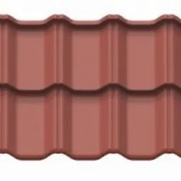 Czerwona, profilowana płyta dachowa typu FLEX, widok z góry na białym tle.