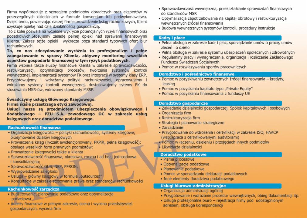 Pełna obsługa w zakresie rachunkowości finansowej oraz działalności gospodarczej