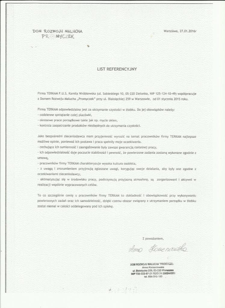 Referencje Dom Rozwoju Malucha PROMYCZEK